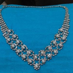 Cz diamond and pearl necklace